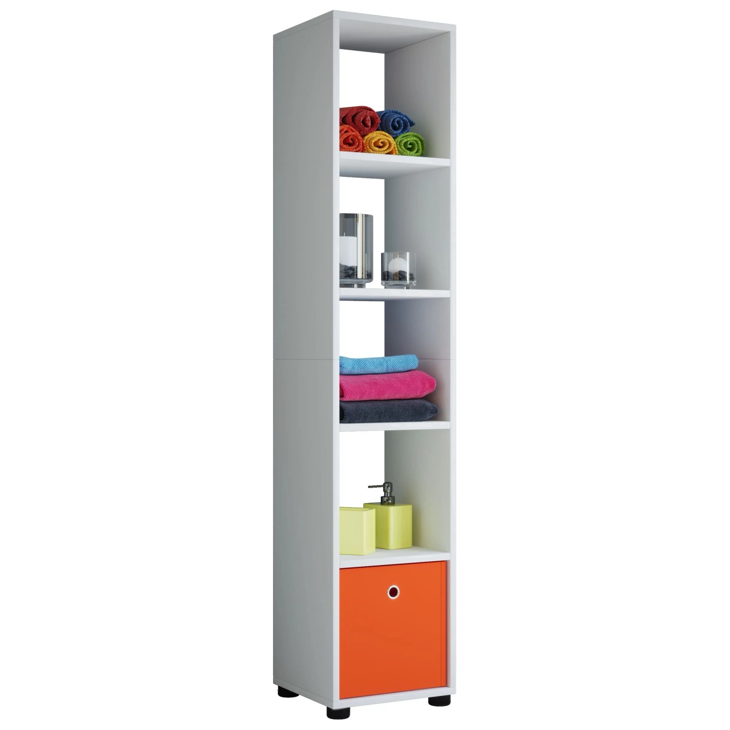 VCM Badmöbel Hochschrank Benos Weiß