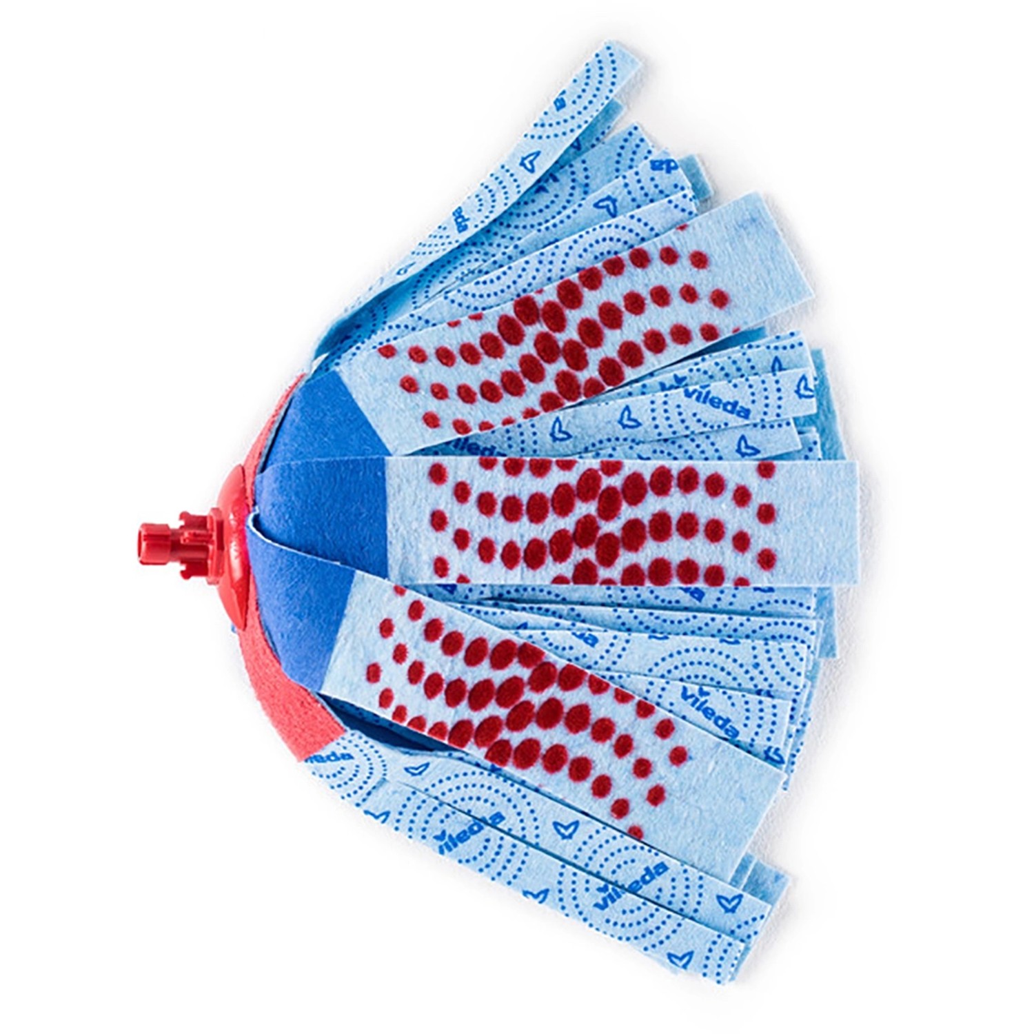 Vileda SuperMocio 3xAction Velour Ersatzmopp, 2er-Pack für Reinigungsgeräte. Blau, rot, EasyClick System.