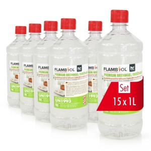 Flambiol Premium Brenngel, 6 x 1 Liter Flaschen. Brennstoff für Kamine und Öfen.