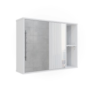 Vicco Badspiegelschrank Leano, weiß, 80x60 cm, mit Spiegeltür und Ablagefächern.