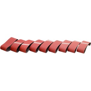 9-teiliges LUX Schleifband-Set (75x457mm) für Bandschleifer, verschiedene Körnungen für Holz und Metall.