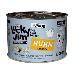 Lucky Jim Hunde-Nassfutter Mini Junior Huhn, 200g Dose. Alleinfutter für Welpen kleiner Rassen.