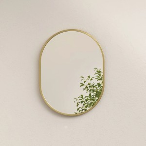 Emke Ovaler Badspiegel 45 x 60 cm Wandspiegel Schwarz Metall Badezimmerspiegel