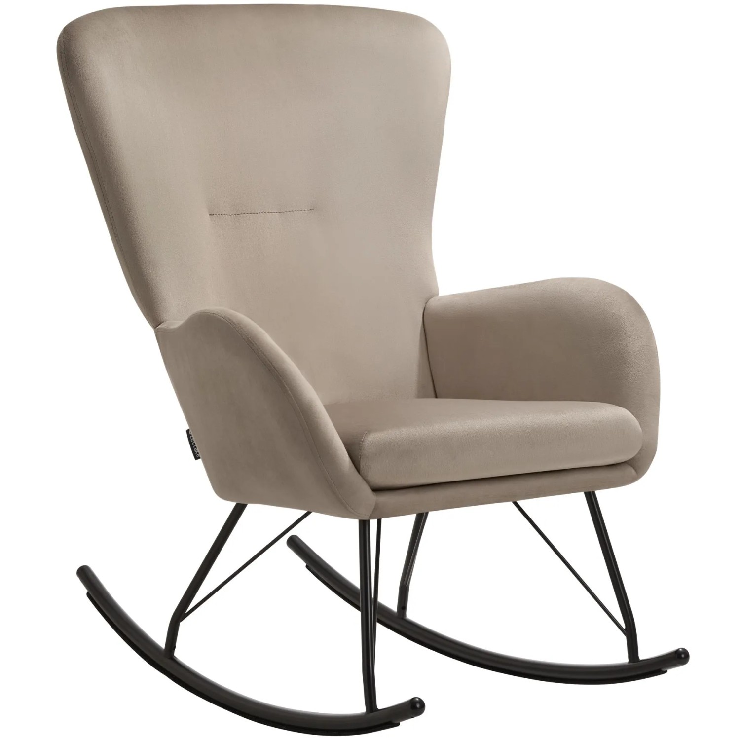Tectake Schaukelstuhl   Swing Dicke Polsterung  Mit Samt Bezug Große Rückenlehne  Abnehmbares Sitzpolster  93 x 70 x 100 cm Schwarz Taupe