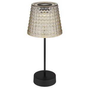 Globo LED Solarleuchte, schwarz matt, Ø 12,5cm. Deko-Leuchte mit Kristalloptik für Garten & Balkon.