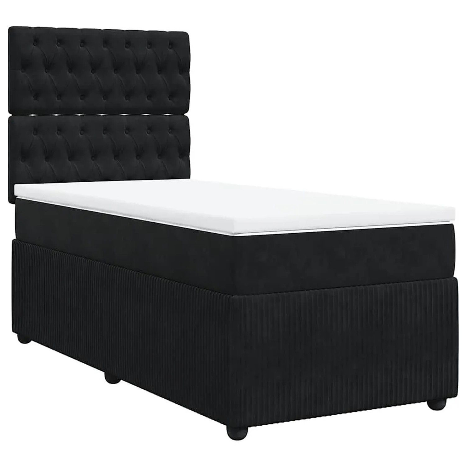 vidaXL Boxspringbett mit Matratze Schwarz 90x200 cm Samt 3294546 günstig online kaufen