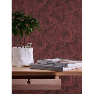 A.S. Création Vliestapete mit 3D Blumen in Rot als Dekoration.