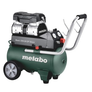 Metabo Kompressor Basic 220-24 OF Silent, ölfrei, 24 Liter Kessel, mit Rädern und Handgriff.