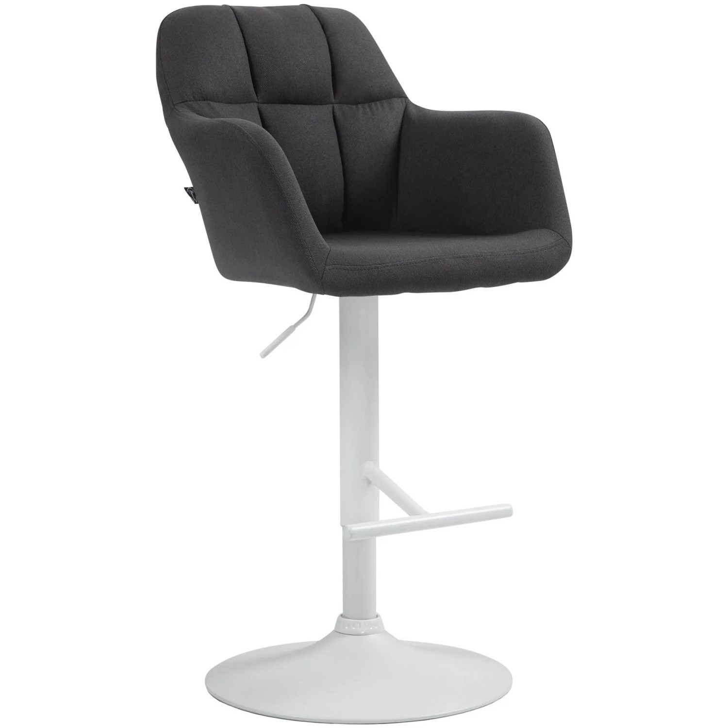 DELUKE Barhocker TUBEL Stoff Schwarz 57x59x97cm Weiß Barstuhl Höhenverstellbar Mit Lehne Drehbar Tresenhocker Tresenstuhl