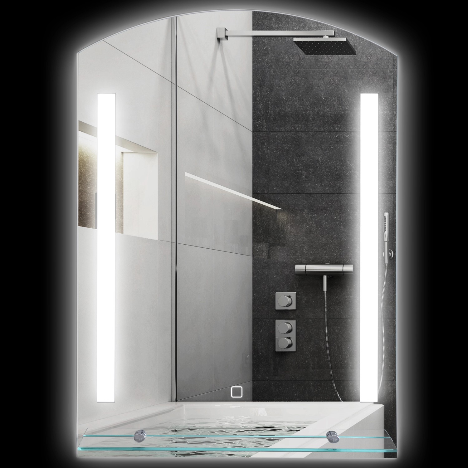 Kleankin Badspiegel Hartglas Aluminium Silber 50L x 12B x 70H cm günstig online kaufen