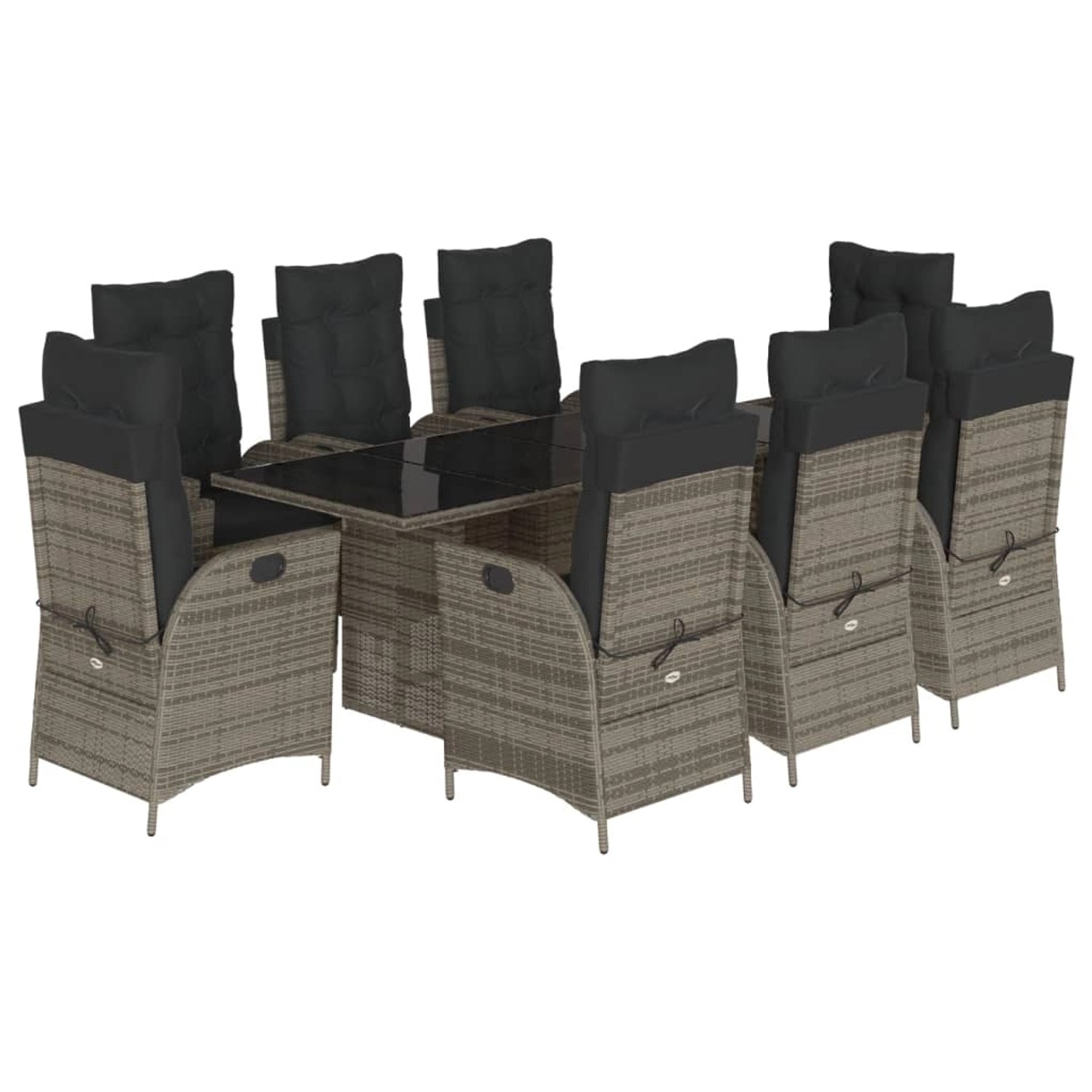 vidaXL 9-Tlg Garten-Essgruppe mit Kissen Grau Poly Rattan 3213123 günstig online kaufen