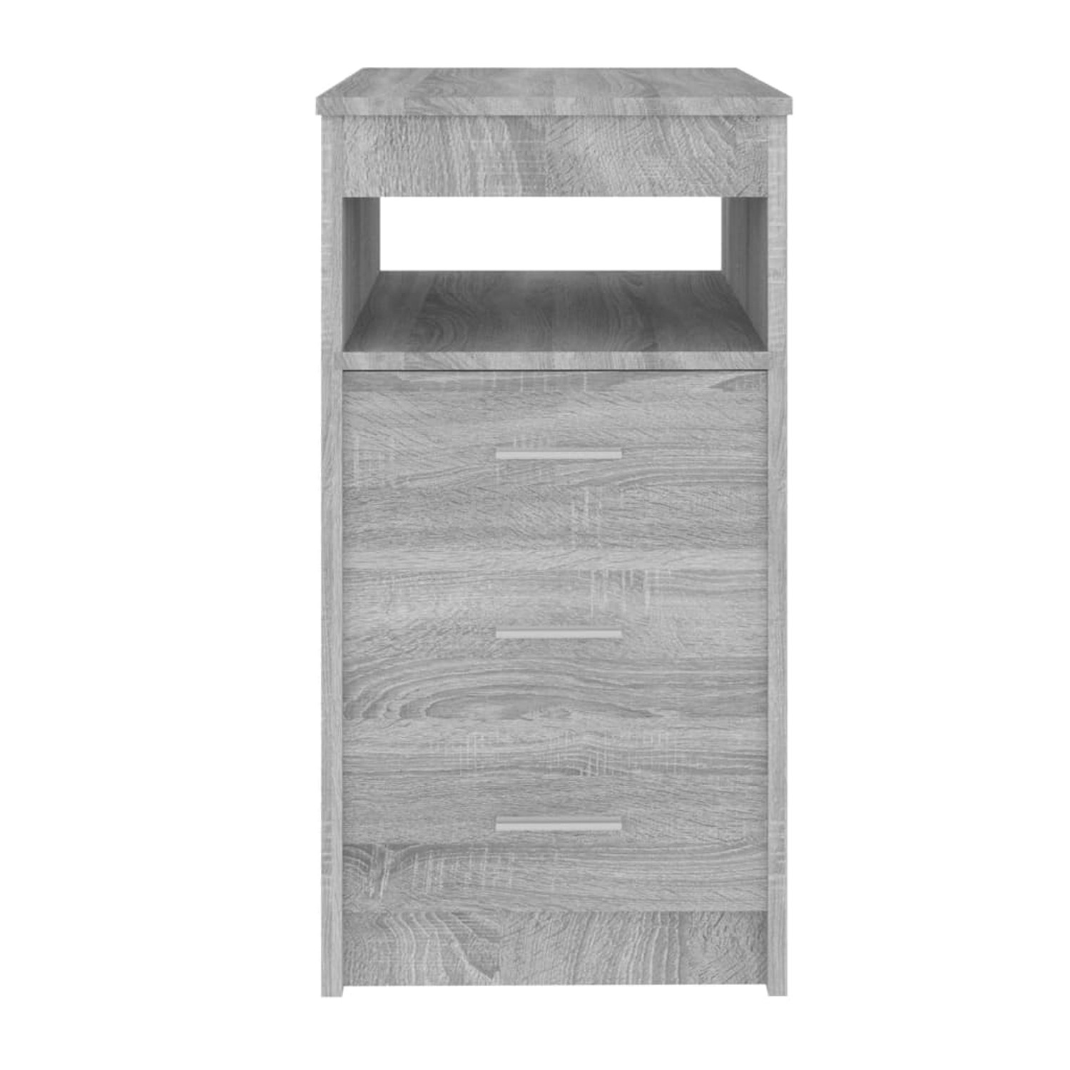 vidaXL Sideboard, grau Sonoma, mit 3 Schubladen und Ablagefach, Büroschrank aus Holzwerkstoff.