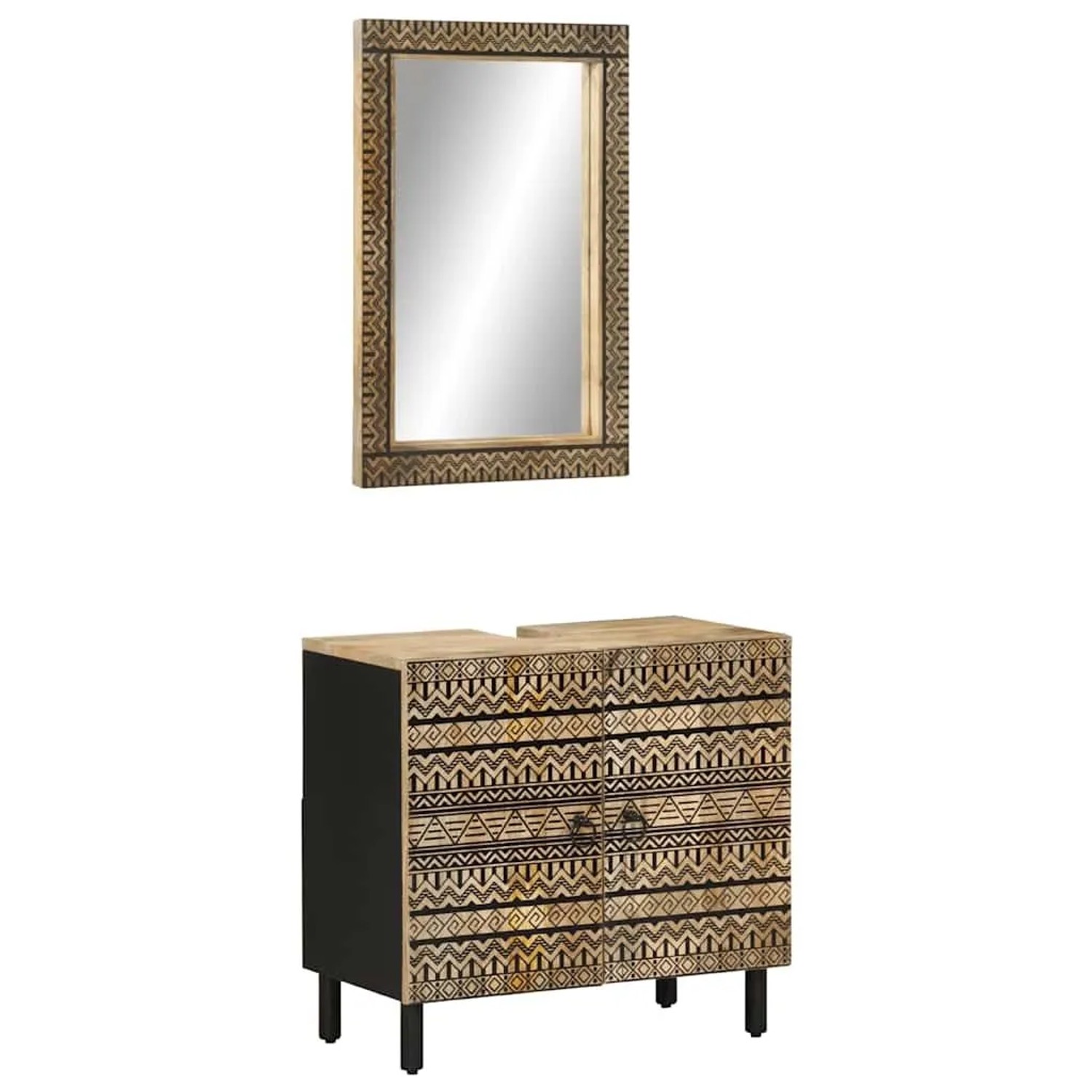 vidaXL 2-Tlg Badmöbel-Set Massivholz Mango 3310129 günstig online kaufen