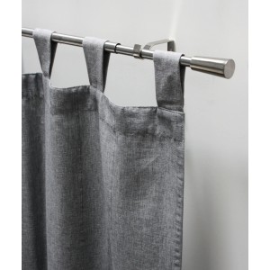 Gardinia Gardinenstangen-Set Kos, Edelstahl, ausziehbar (120-210 cm) mit grauem Vorhang.