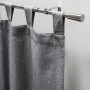 Gardinia Gardinenstangen-Set Kos, Edelstahl, ausziehbar (120-210 cm) mit grauem Vorhang.