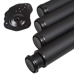 SOTECH Tischbeine, 4er Set, 710 mm hoch, Stahl schwarz, mit Montageplatten.