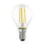 Klares E14 LED Leuchtmittel in Globeform, 4,5 W, warmweißes Licht.
