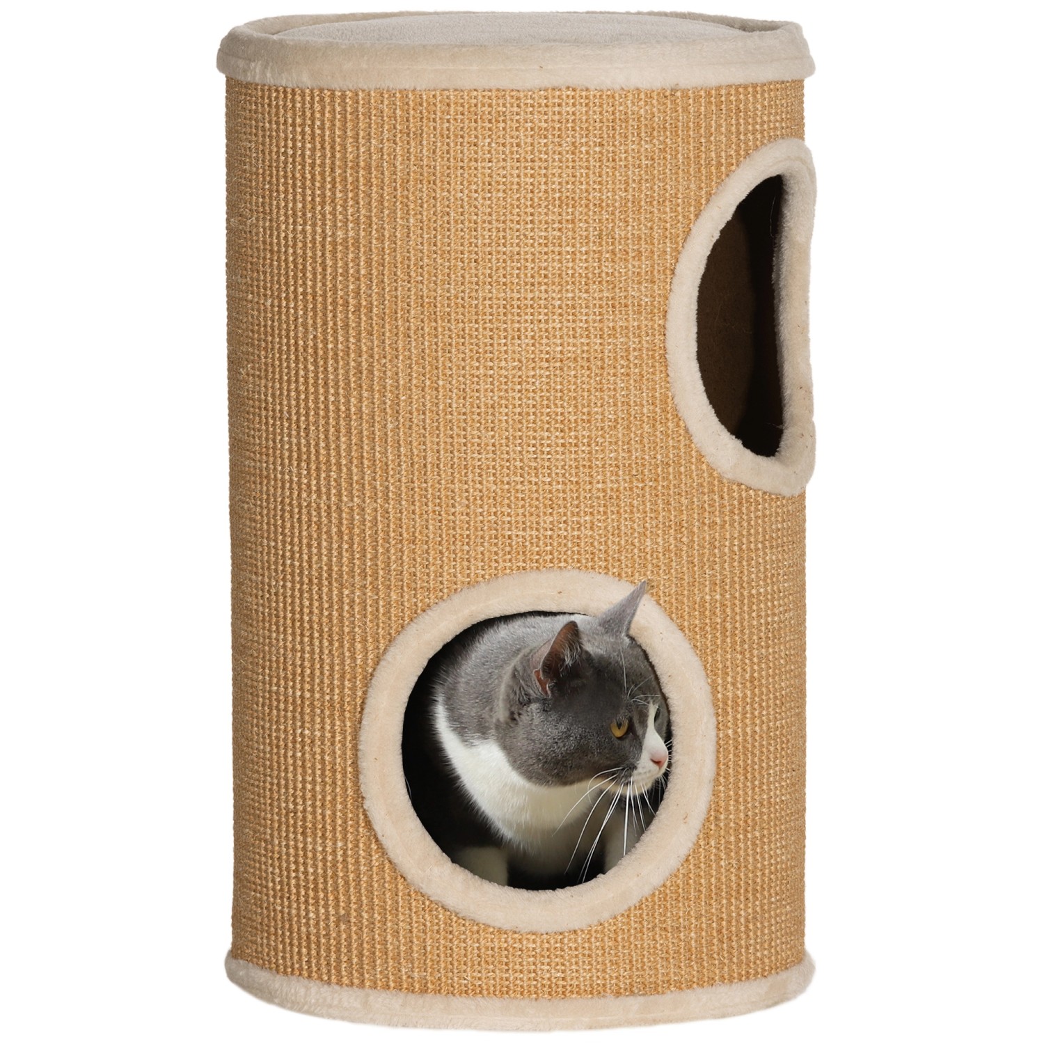 PawHut Kratztonne Kratzbaum Spanplatte Polyester Braun Ø35 x 60H cm