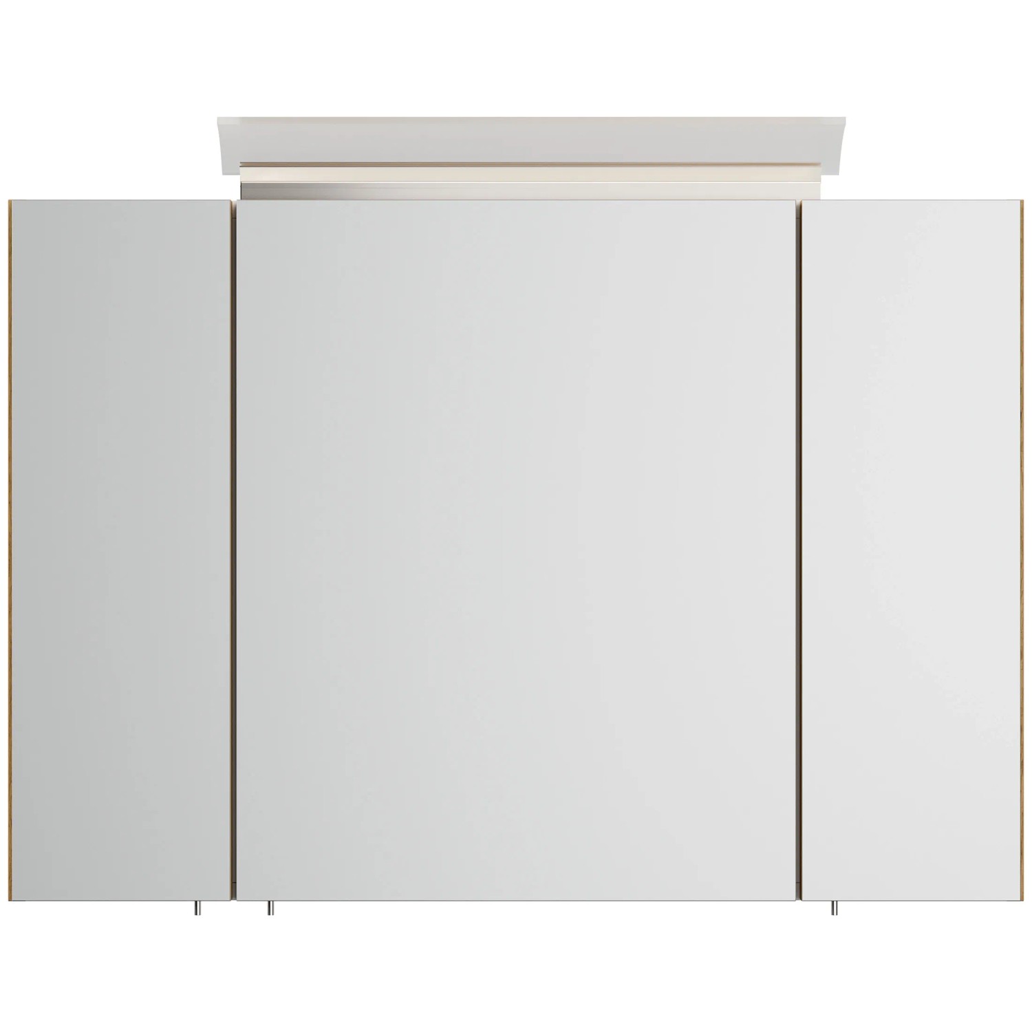 Posseik Spiegelschrank 90 cm Eiche Gold mit LED-Lampe und Glasböden.