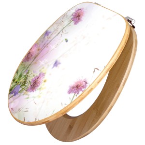 Banjado WC-Sitz aus Bambus mit Motiv Glitzernde Wiese und Universal Scharnieren.