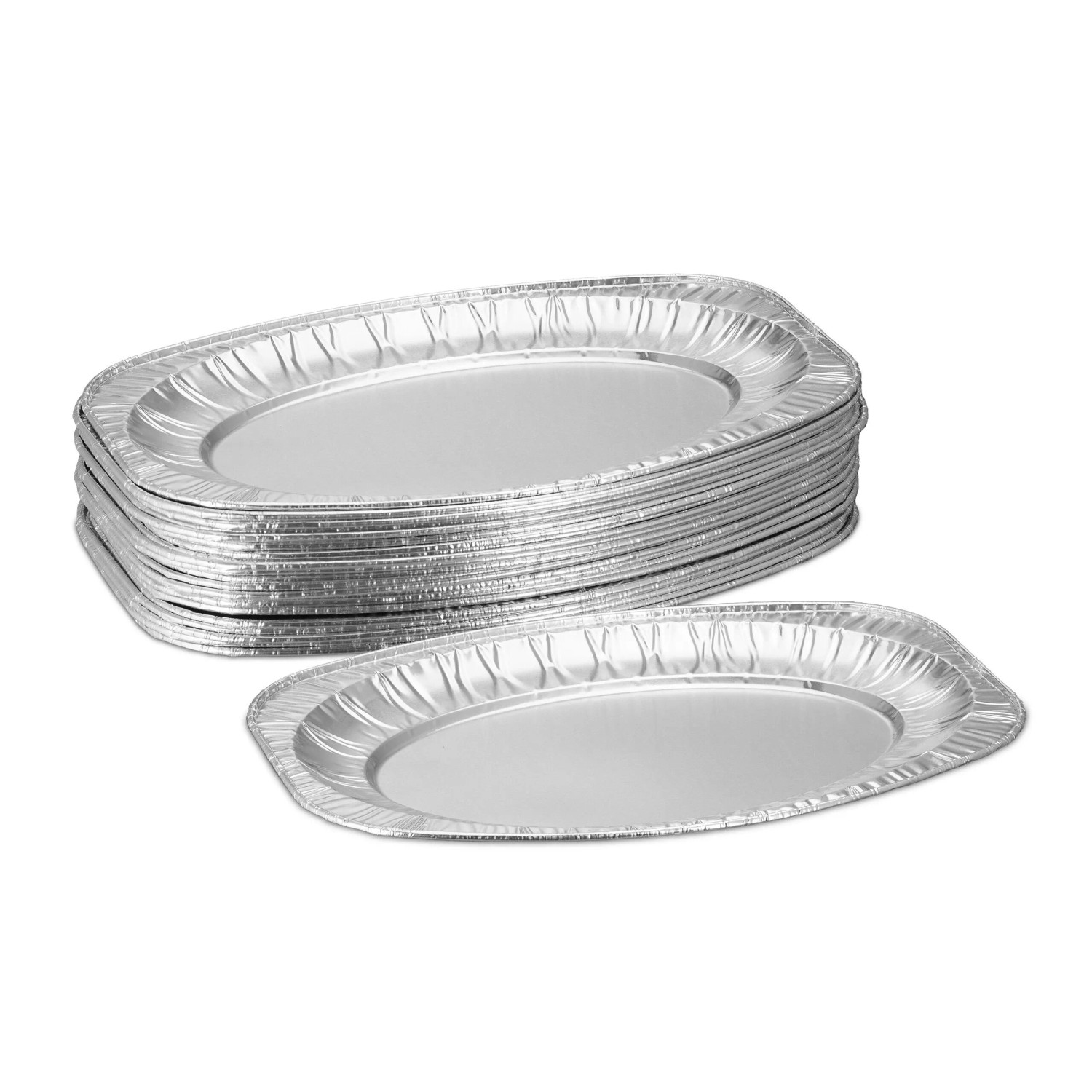 Relaxdays Servierplatten 25er Set Aluminium Silber Hitzebeständig 35 cm x 24 cm x 2,5 cm 30 g