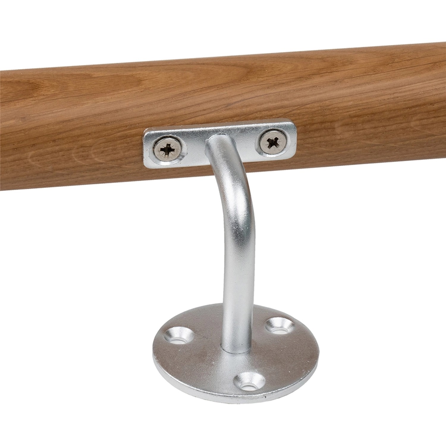 Detailaufnahme: Dolle Handlaufset Eiche 150 cm mit silberner Halterung.