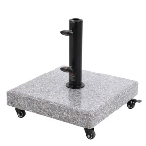 Heller Granit Schirmständer (70 kg) mit Rollen für Sonnenschirme.