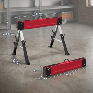 HOMCOM Sägebock Metall EVA 116L x 64B x 64-81H cm Rot