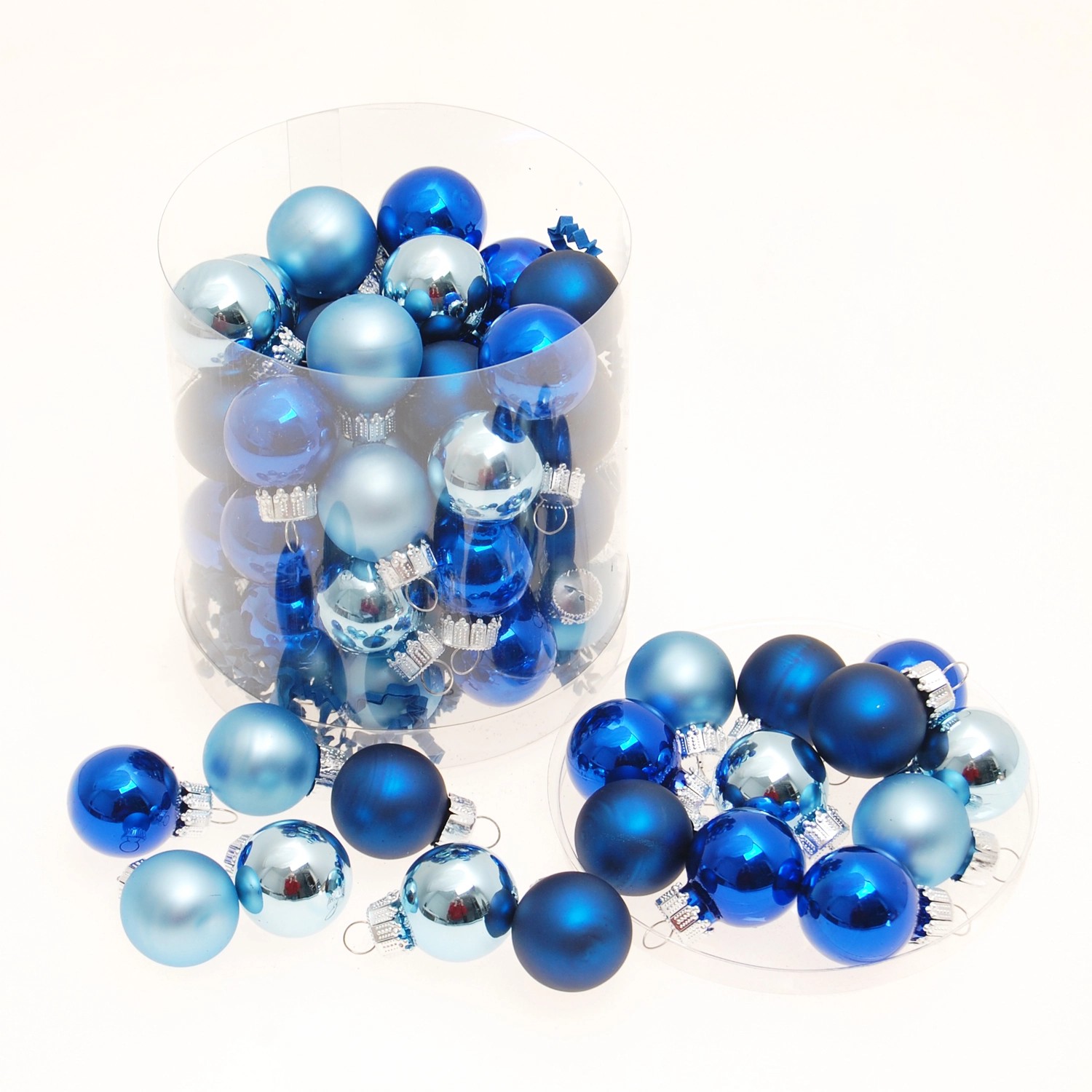 Krebs Glas Lauscha Weihnachtskugeln Mini Blau 3cm