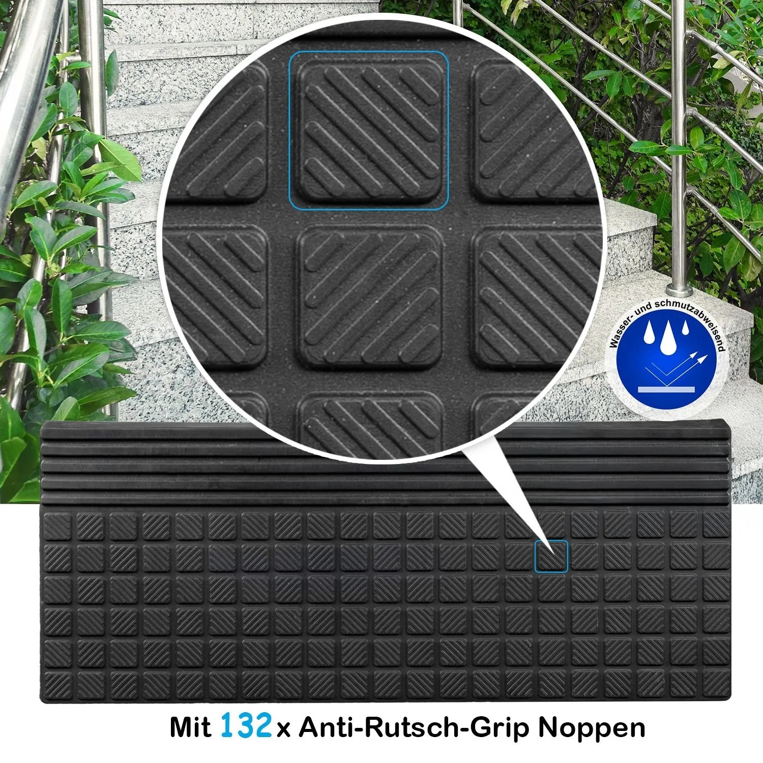 BigDean 10er Set Stufenmatten aus Gummi 65x25cm Treppenstufen Matten für Außen Outdoor Antirutschmatten Treppe Antirutsch Gummimatten_4
