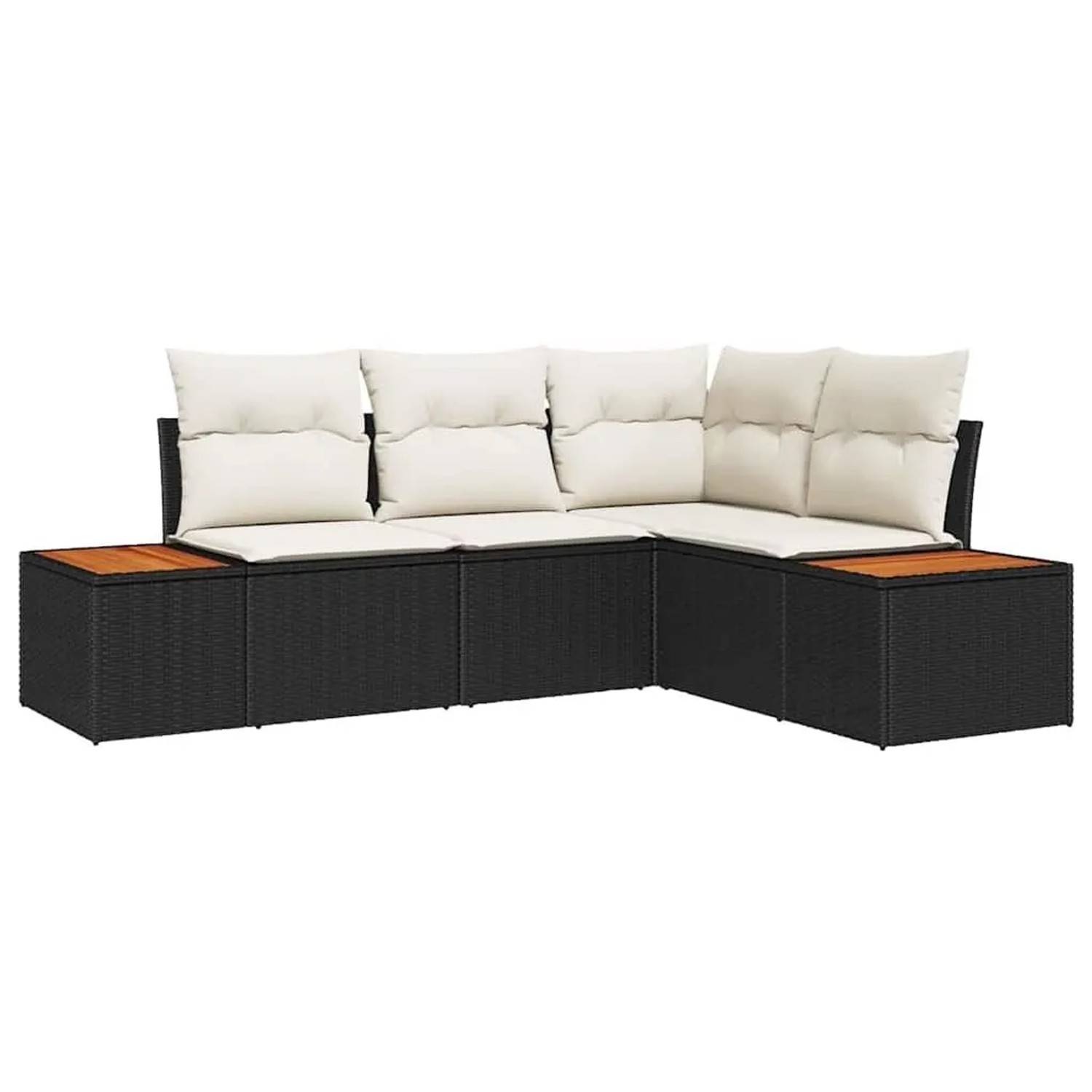 vidaXL Gartensofa-set mit Kissen 4-Tlg Schwarz und Creme Poly-Rattan 335674 günstig online kaufen