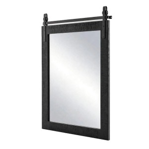Costway Rechteckiger Spiegel mit Holzrahmen Schwarz