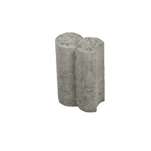 Graues 2er-Element Rundpalisaden-Randstein aus Beton, 15x9x6 cm, für Gartenweg- und Beetbegrenzung.