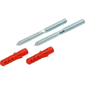 2 Stockschrauben M8 x 100 mm mit Dübel, verzinkt, für sichere Befestigungen.