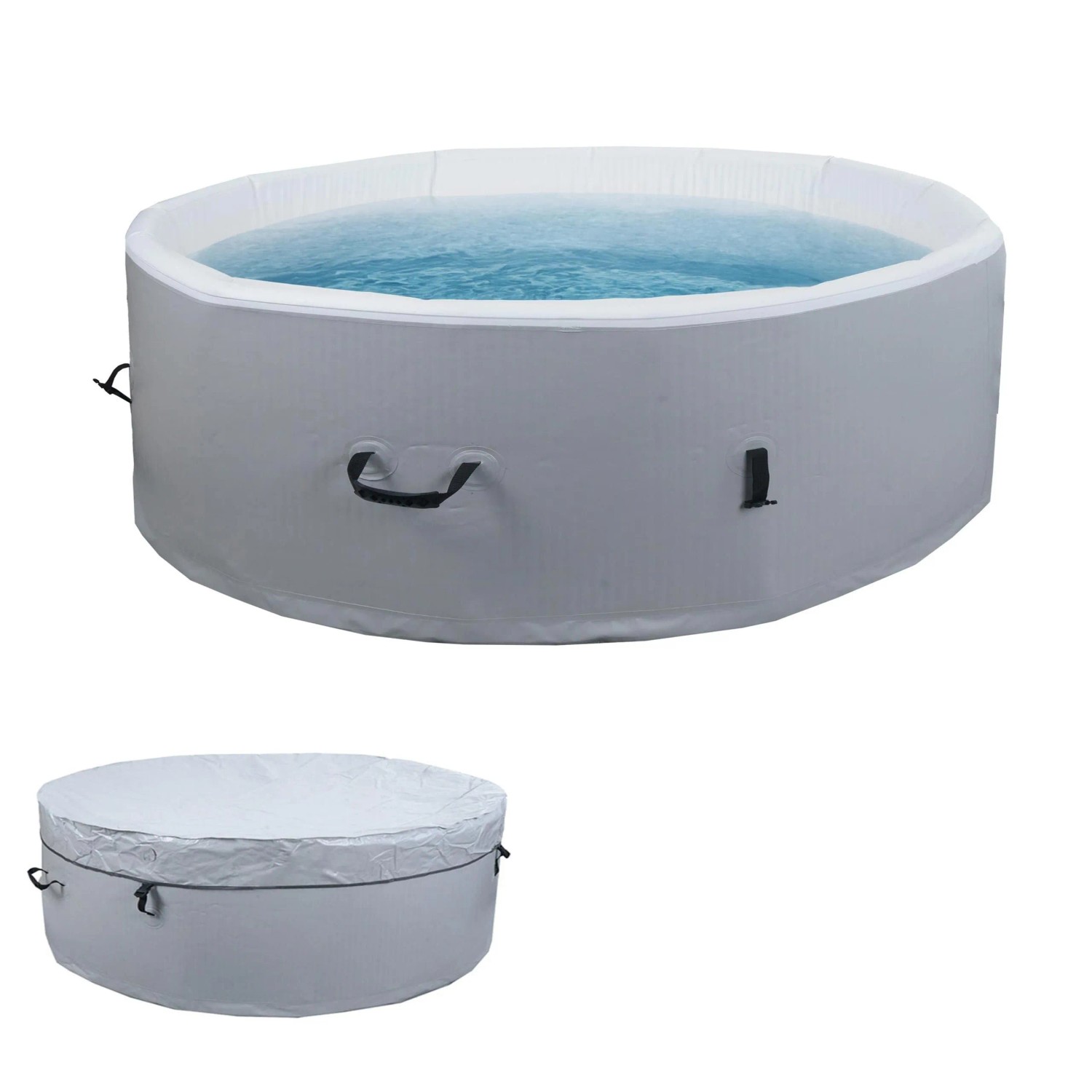 MCW Whirlpool N97 Ersatz-Pool 5 Personen Aufblasbar Rund Ø180cm Grau-Weiß_3