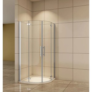 Duschparadies Duschkabine 90 x 90 cm Runddusche Höhe 195cm Viertelkreis Duschabtrennung 6mm Nano Glas Dusche Typ HQK