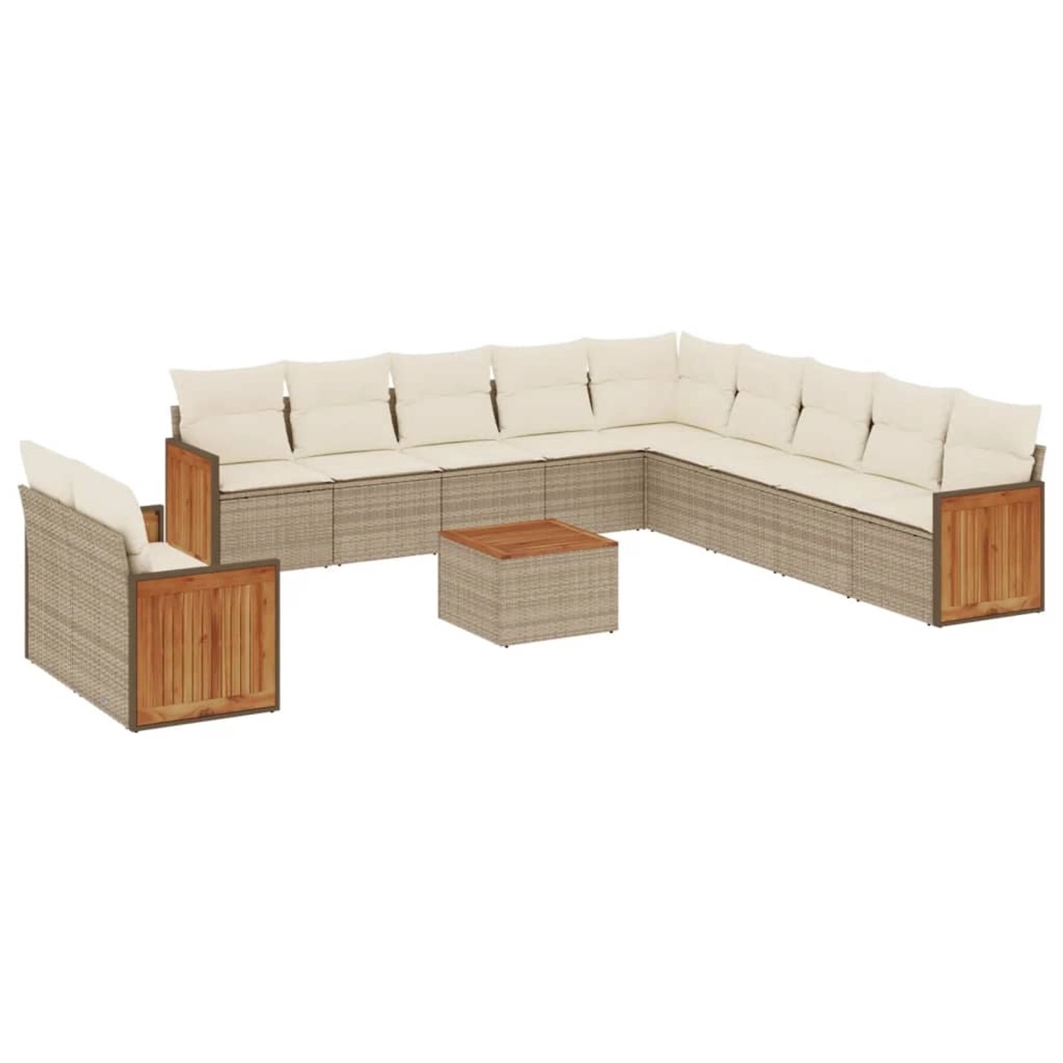vidaXL 12-Tlg Garten-Sofagarnitur mit Kissen Beige Poly Rattan 3260217 günstig online kaufen