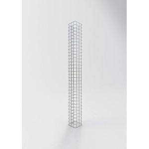 Eckige Gabiona Gabionen-Säule, 160 cm hoch, Maschenweite 5x5 cm, zur dekorativen Gartengestaltung.
