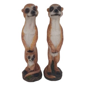 2 Dekofiguren Erdmännchen, ca. 21 cm hoch, für Garten oder Innenbereich.