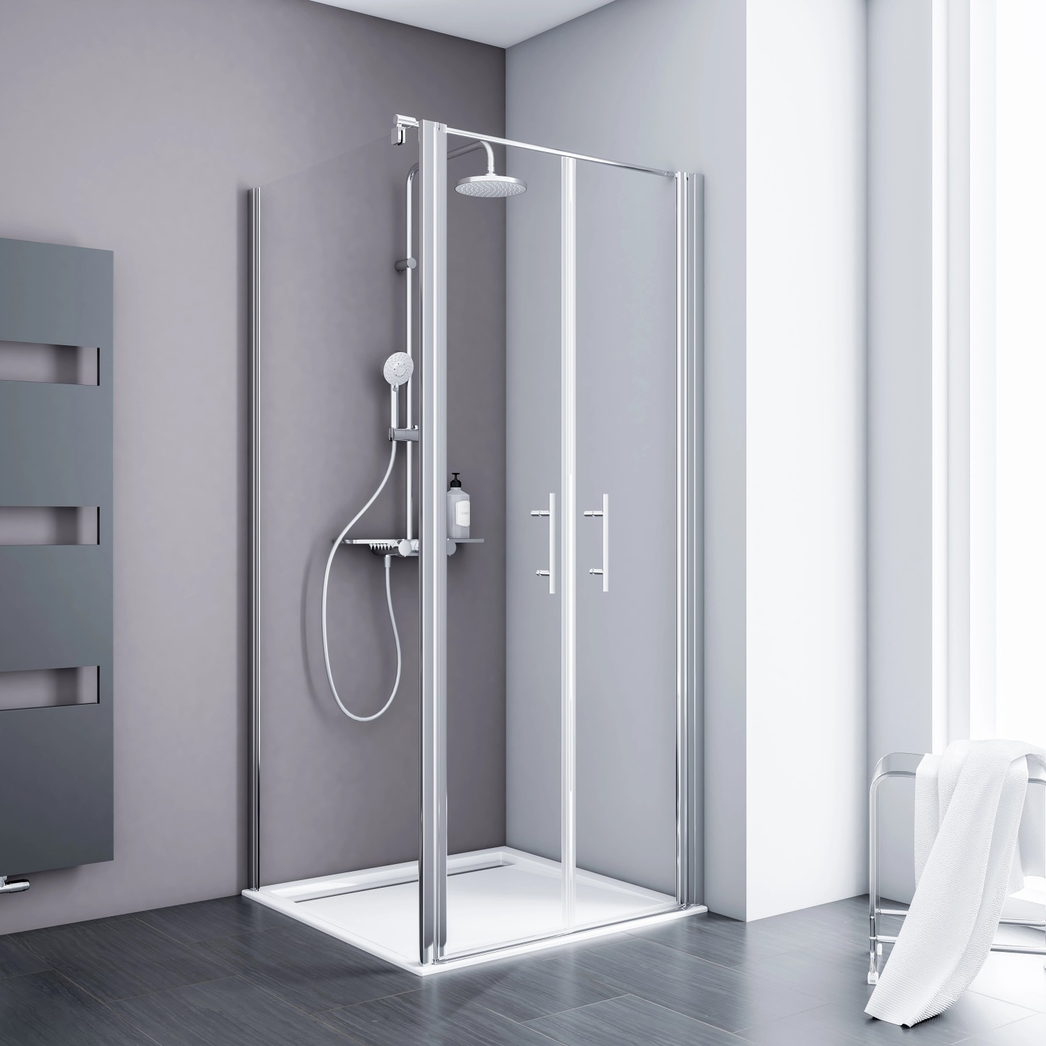 Thumbnail - Schulte ExpressPlus Pendeltür AlexaStyle2.0 Alunatur 90x90x192cm