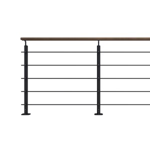 Kordo Geländerset, 2m, Alu schwarz, Handlauf Kebony, Bodenbefestigung, Opalu.