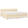Cremefarbenes vidaXL Boxspringbett 200x200 cm mit Matratze und gestepptem Kopfteil.