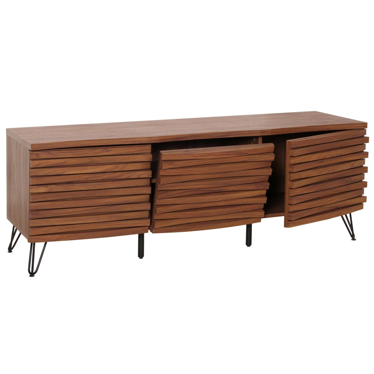 MCW TV-Rack M49 MDF Metall 52x142x44cm Walnuss-Optik