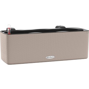 Lechuza Cube Color Triple Pflanzgefäß, 40x14x14 cm, sandbraun, für Kräuter und Blühpflanzen.