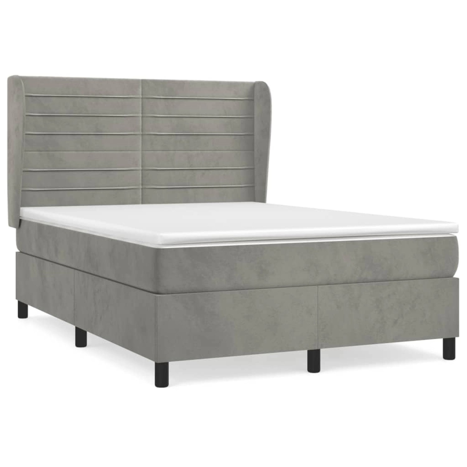 vidaXL Boxspringbett mit Matratze Hellgrau 140x200 cm Samt1372835 günstig online kaufen