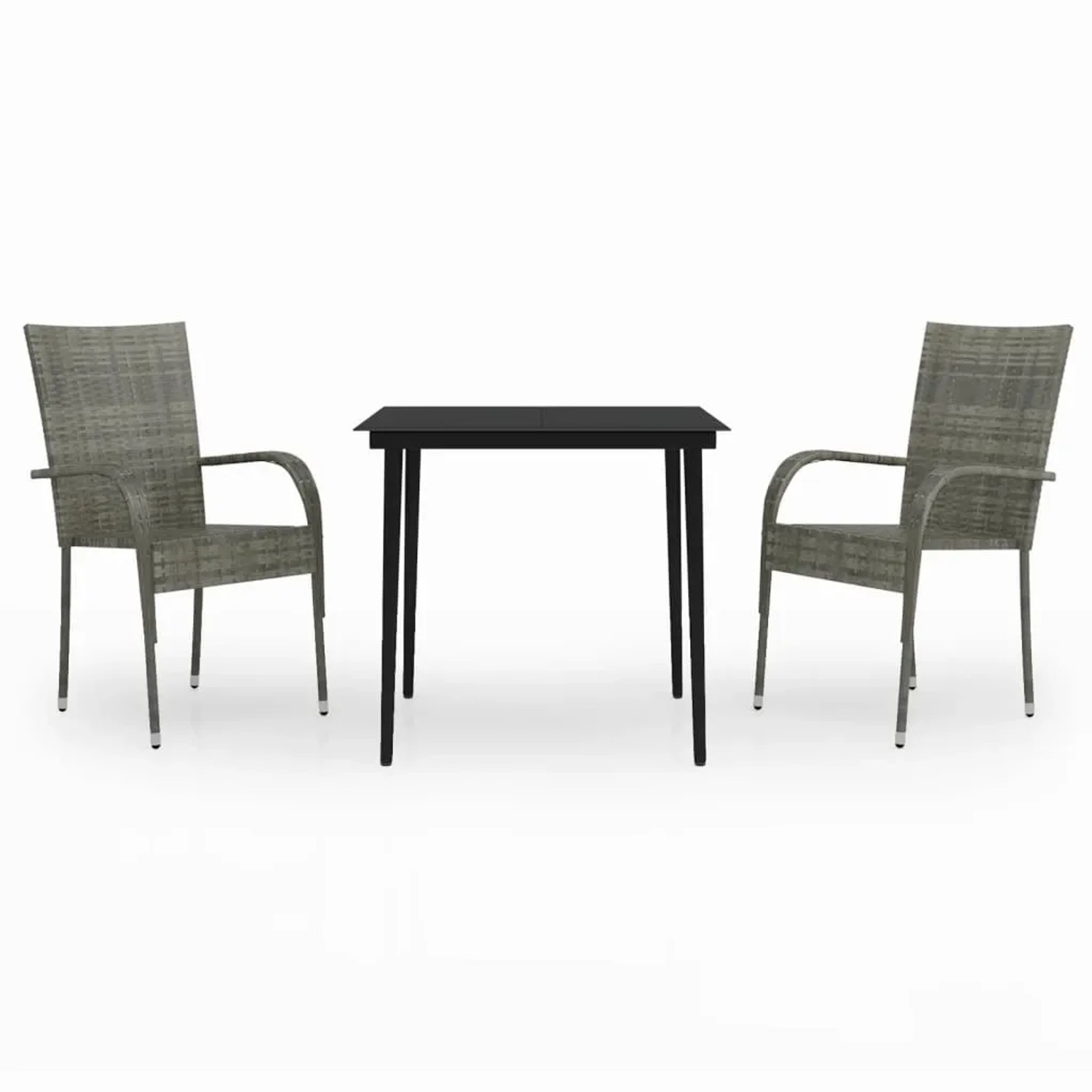 vidaXL 3-Tlg Garten-Essgruppe Grau und Schwarz 3099407