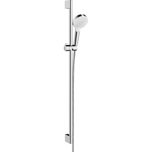 Hansgrohe Crometta Vario Brauseset mit Brausestange (90cm), Handbrause in Weiß/Chrom.
