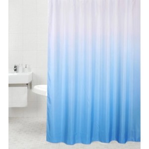 Sanilo Duschvorhang Magic Blau, 180x200 cm, mit Farbverlauf von Weiß nach Blau.