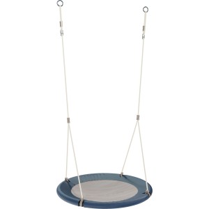 Hudora Nestschaukel Lounge 90 Midnight, runde Hängeschaukel mit blauem Rand und Textilbespannung.