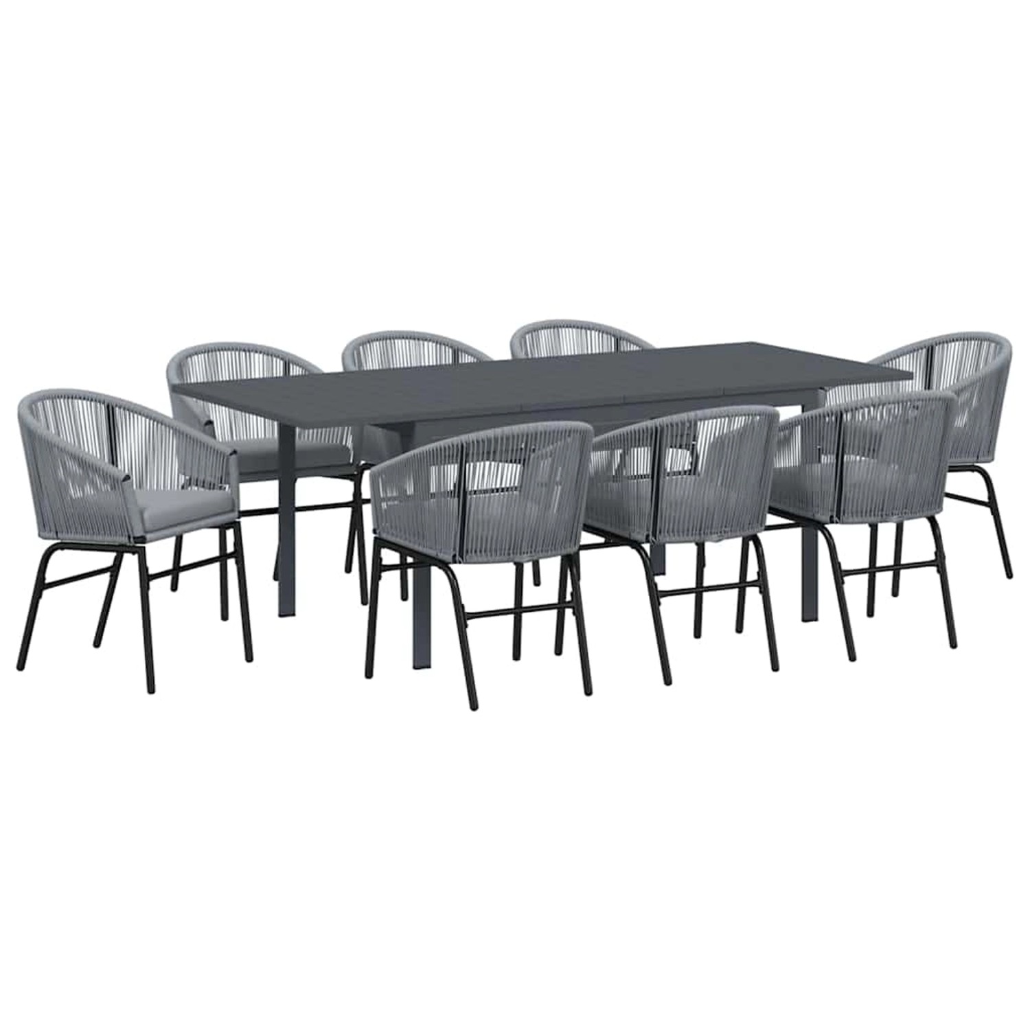 vidaXL Garten Essgruppe 9-Tlg Grau Poly Rattan 3378833 günstig online kaufen